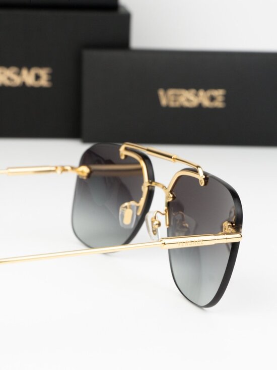 Versace Women Sunglasses Gold Grey Gradient Pilot VE2296 100284 NEW AUTHENTIC main image 5